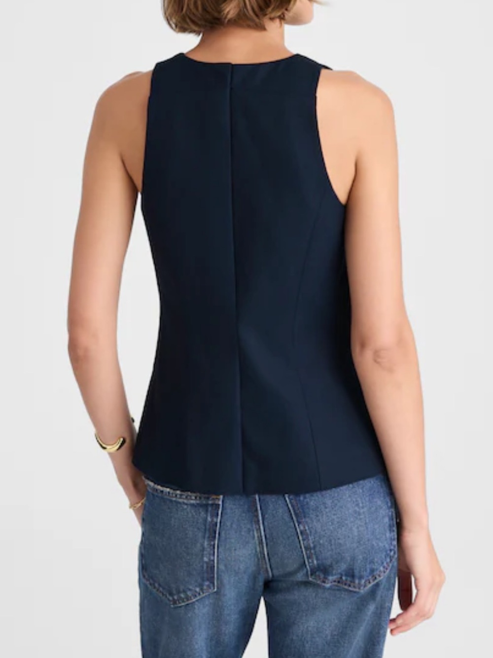 Madewell Crewneck Cutaway Vest in Drapey Twill Midnight Navy Size 6 - Picture 6 of 11